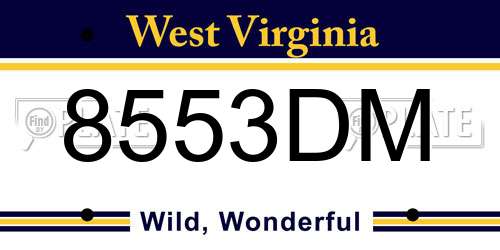 8553DM West Virginia License Plate