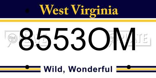 8553OM West Virginia License Plate
