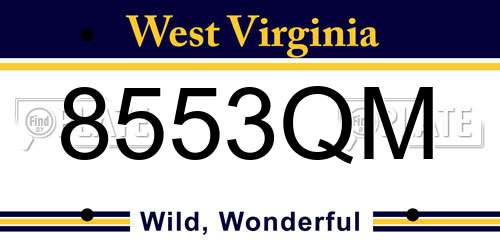 8553QM West Virginia License Plate