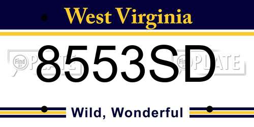 8553SD West Virginia License Plate
