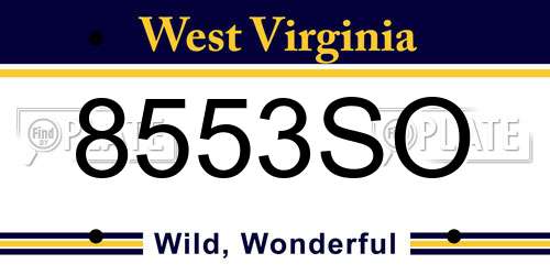 8553SO West Virginia License Plate