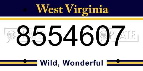 8554607 West Virginia License Plate