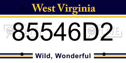 85546D2 West Virginia License Plate