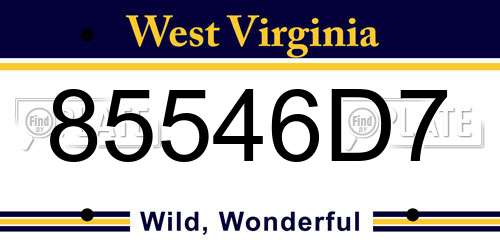 85546D7 West Virginia License Plate