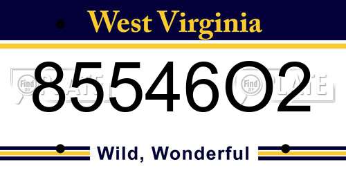85546O2 West Virginia License Plate