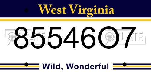 85546O7 West Virginia License Plate