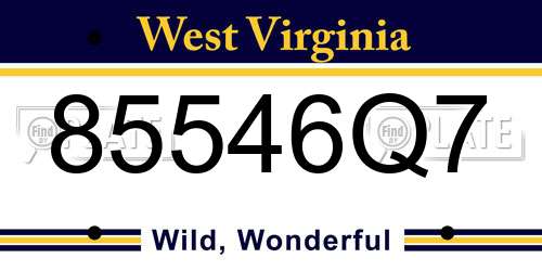 85546Q7 West Virginia License Plate