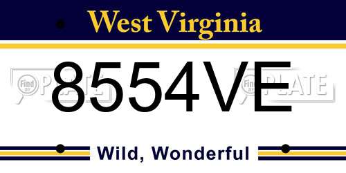 8554VE West Virginia License Plate
