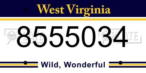 8555034 West Virginia License Plate