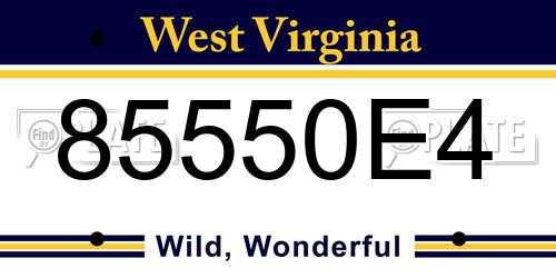 85550E4 West Virginia License Plate