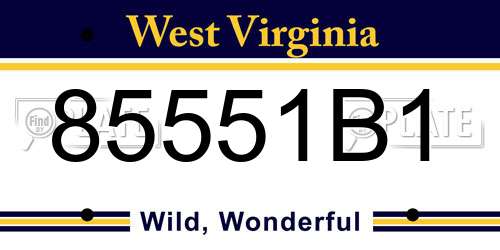 85551B1 West Virginia License Plate