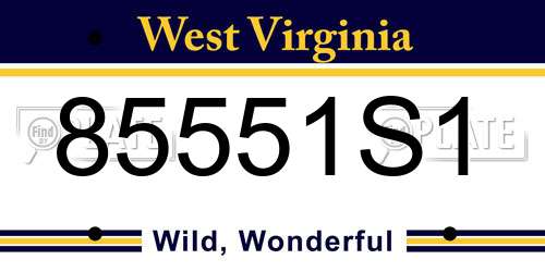 85551S1 West Virginia License Plate