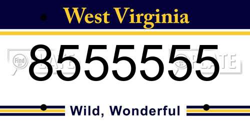 8555555 West Virginia License Plate