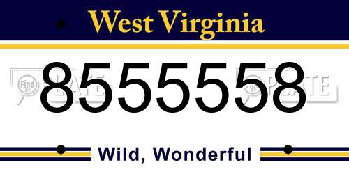 8555558 West Virginia License Plate