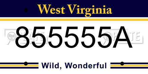 855555A West Virginia License Plate