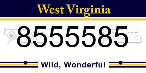 8555585 West Virginia License Plate