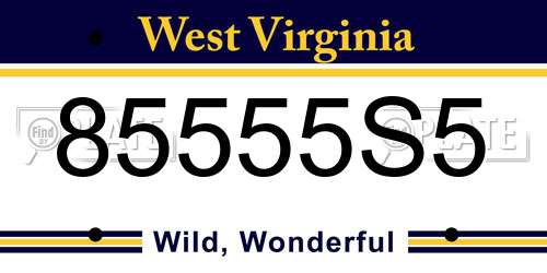 85555S5 West Virginia License Plate