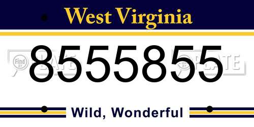 8555855 West Virginia License Plate