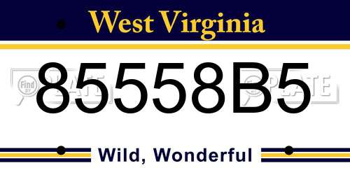 85558B5 West Virginia License Plate