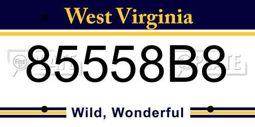 85558B8 West Virginia License Plate