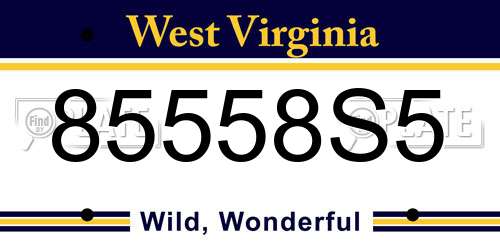 85558S5 West Virginia License Plate