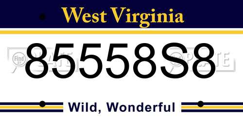 85558S8 West Virginia License Plate
