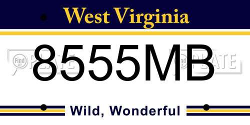 8555MB West Virginia License Plate