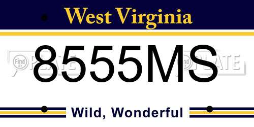 8555MS West Virginia License Plate