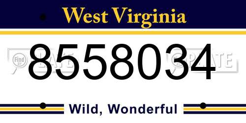 8558034 West Virginia License Plate