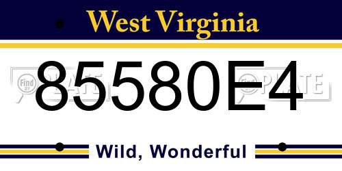 85580E4 West Virginia License Plate