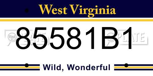 85581B1 West Virginia License Plate