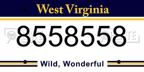 8558558 West Virginia License Plate