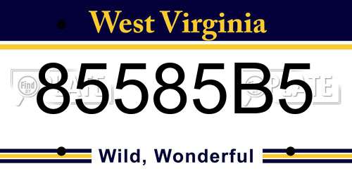 85585B5 West Virginia License Plate