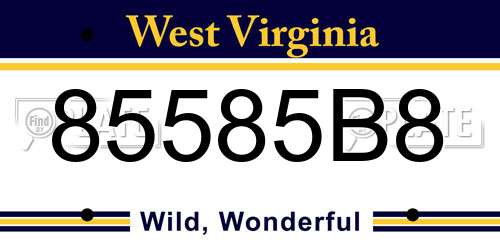 85585B8 West Virginia License Plate