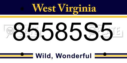 85585S5 West Virginia License Plate