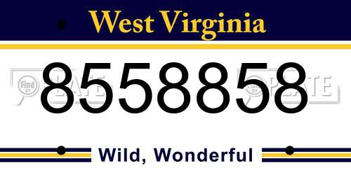 8558858 West Virginia License Plate