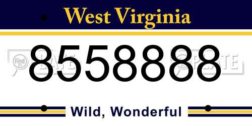 8558888 West Virginia License Plate