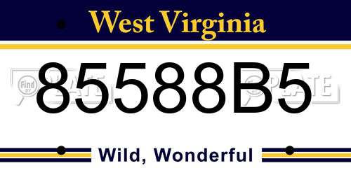 85588B5 West Virginia License Plate