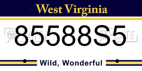 85588S5 West Virginia License Plate