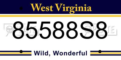 85588S8 West Virginia License Plate