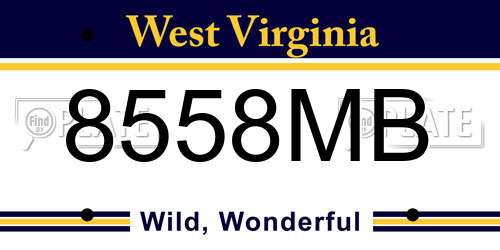 8558MB West Virginia License Plate