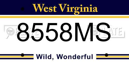 8558MS West Virginia License Plate
