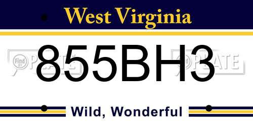 855BH3 West Virginia License Plate