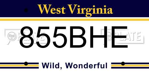 855BHE West Virginia License Plate