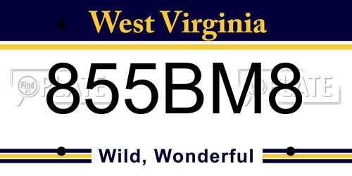 855BM8 West Virginia License Plate