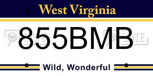 855BMB West Virginia License Plate