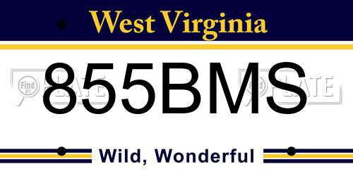 855BMS West Virginia License Plate