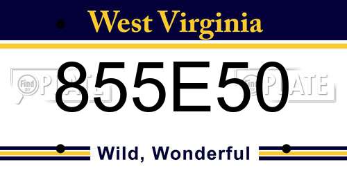855E50 West Virginia License Plate