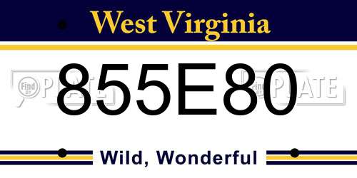 855E80 West Virginia License Plate