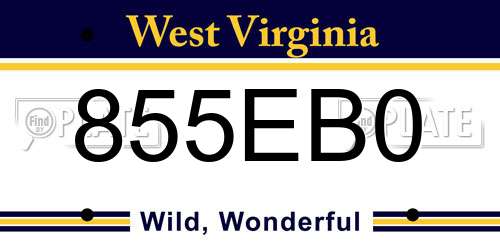 855EB0 West Virginia License Plate